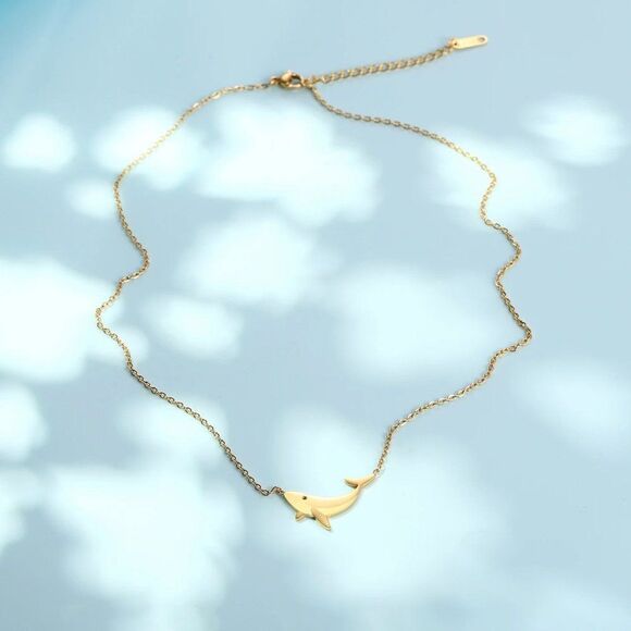 Whale Pendant Necklace in Gold - Picture 5 of 8